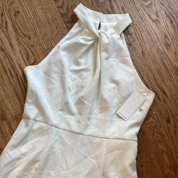 NWT Julia Jordan Halter Twist Neck Sleeveless Pocketed Jumpsuit Ivory 10 PARTY - Picture 4 of 5